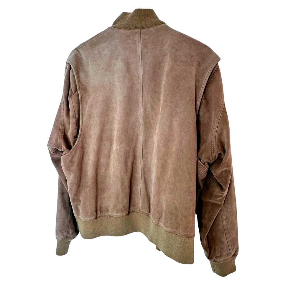 Vintage Polo Ralph Lauren Suede Bomber Jacket Mens M Brown Genuine Leather - Image 2 of 4