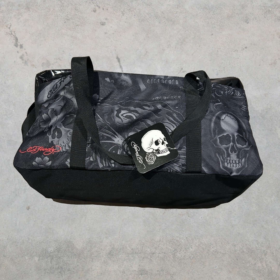 VTG Ed Hardy Christian Audigier Skulls Tiger Head Weekender Duffle Gym Bag NWT