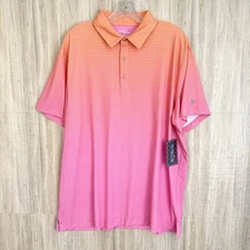 Birdie Bound Polo Shirt Mens Sz Large Ombre Pink Color Golf Casual Short Sleeve