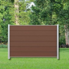 WPC Zaun Set Komplettset Sichtschutzzaun Alupfosten Redwood Braun 180x120 cm