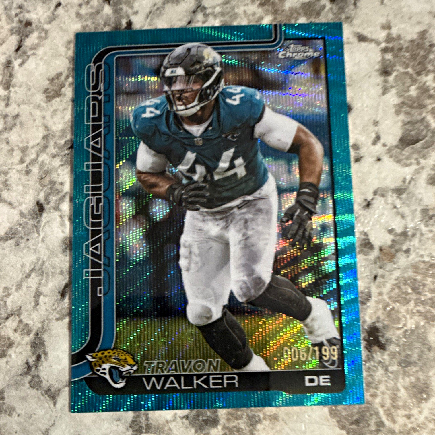 2025 Topps Chrome Travon Walker Aqua Blue Refractor #141 Jaguars /199 NFL