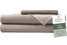Hotel Sheets Direct Twin Sheet Set Sand Color 100% Viscose Derived from Bamboo