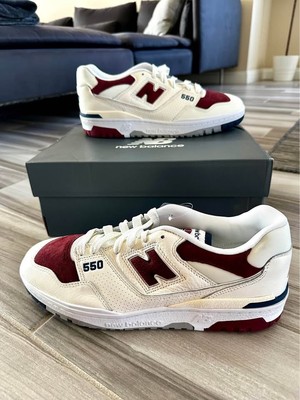 Men’s New Balance 550 Sneakers Shoes White Burgundy Red BB550VRC