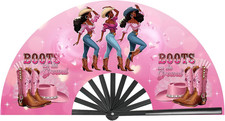 Fans for Line Dancing - 13 Inch Pink Boots Large Clacking Popping Hand Fan Weste