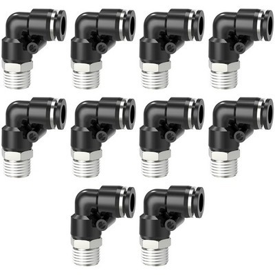 8mm OD to 1/4'' NPT 90-Degree Push-to-Connect Elbow Fittings 10-Pack