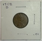 1958-D Lincoln Wheat Penny / 1 Cent - Last Year For Wheat - **FREE SHIPPING**