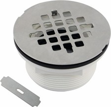 Brushed No Caulk Shower Drain PVC Compression Shower Floor Drain W/ 4-1/4"