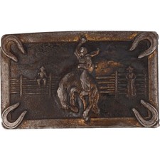 Antique Cowboy Bucking Horse Bronc Rider Western Rodeo Bronco 50 Vtg Belt Buckle