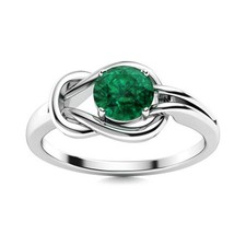 Solitaire 5MM Round Emerald Infinity Love Knot Wedding Ring 925 Sterling Silver