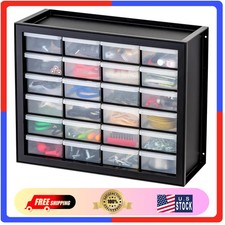 IRIS USA 24-Drawer Plastic Storage Cabinet Wall Mountable Stackable Black