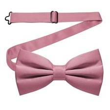 Solid Color Pre-tied Bow Tie Adjustable Bowtie for Men Dusty Rose