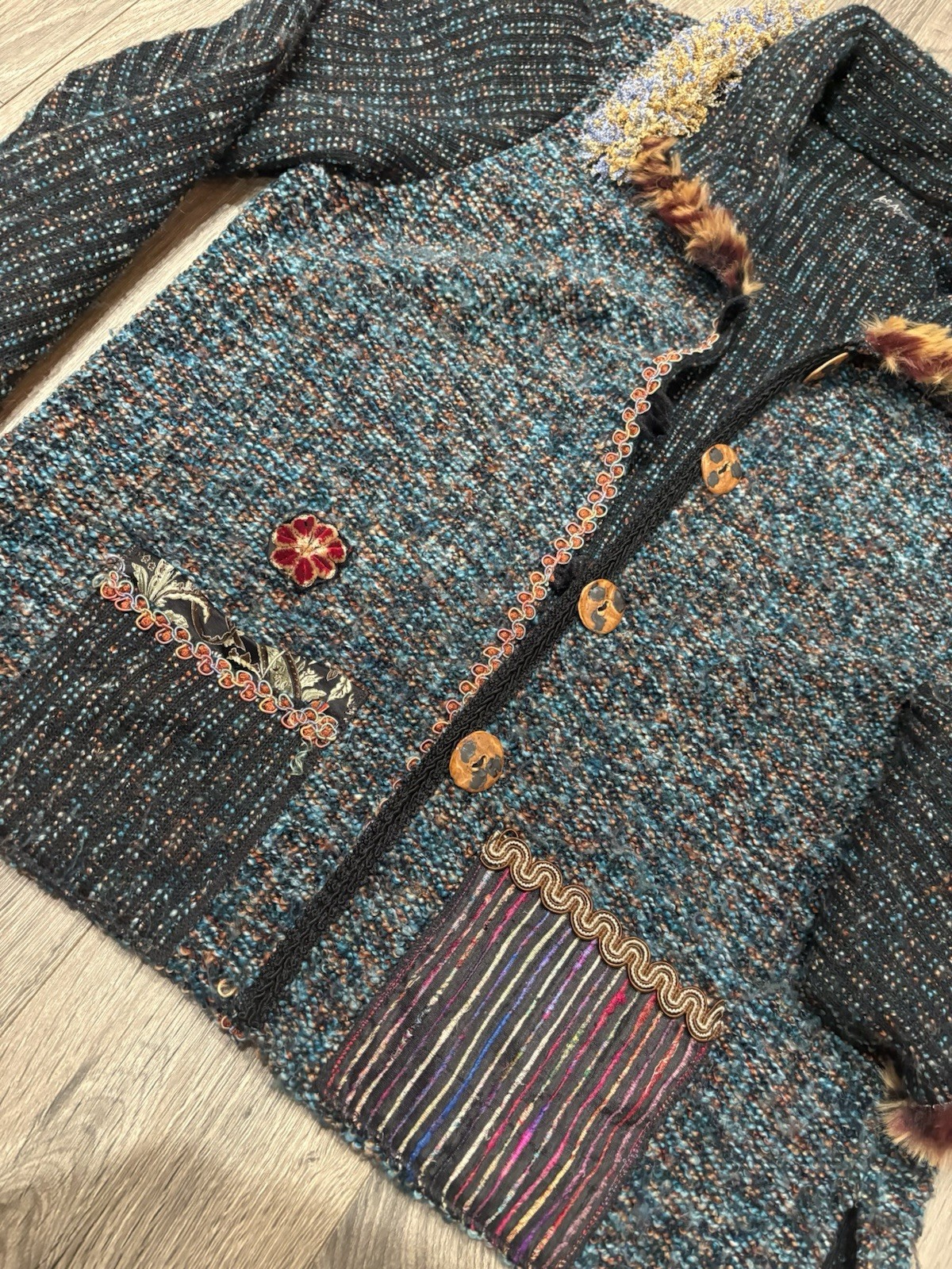 Lee Andersen Patchwork Knit Jacket Cardigan Boho … - image 2