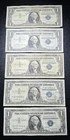 1957-1957B $1 Blue SILVER Certificates X9341 Set of 5 Lower Grade! Old Currency!