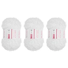 3 Pcs Fur Yarn Soft Fluffy Chunky Yarn Fuzzy Yarn White for Crocheting, 50m