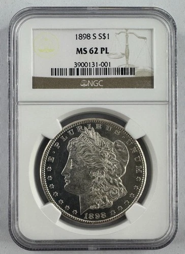 New Listing1898 S Morgan Silver Dollar Certified NGC Graded MS62 PL $1 Coin Proof Like