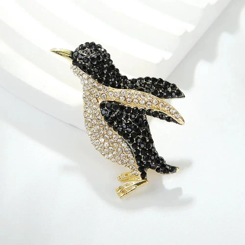 Rhinestone Penguin Brooch High-end Animal Pin Jewelry