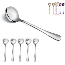 Kyraton 6-Piece 19 cm Stainless Steel Round Soup Spoons - 1. 6 Pieces Silver