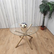 Round Clear Glass Dining Table Modern Kitchen Table