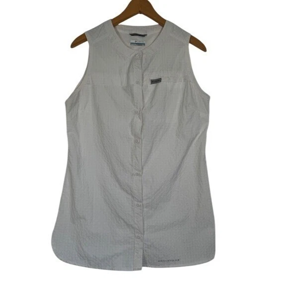 Columbia Sportswear Omni Shade Sleeveless Button Up Shirt Women's M/M White