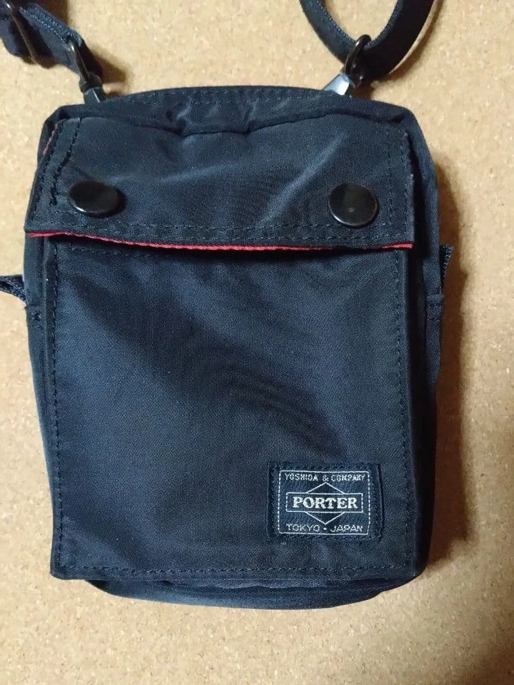 [Buen Estado] Mini Bolso de Hombro Tanker Porter x ILS Elfine Negro x Rojo Foto 3 de 4