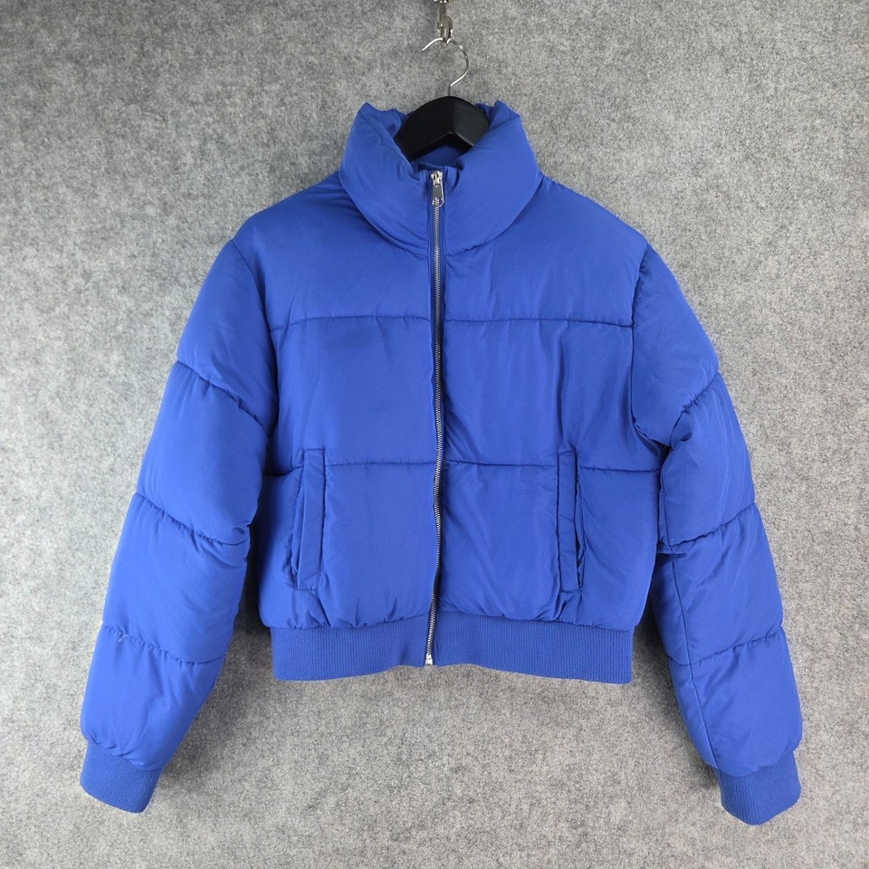 Supre Jacket Womens Medium Blue Solid Puffer Jacket Zip 18191
