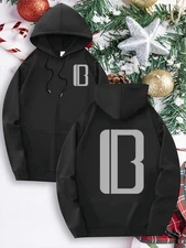 Unisex Red Hoodie with B Print - Cozy Fleece Pullover for Women, Men, Teens  Cas