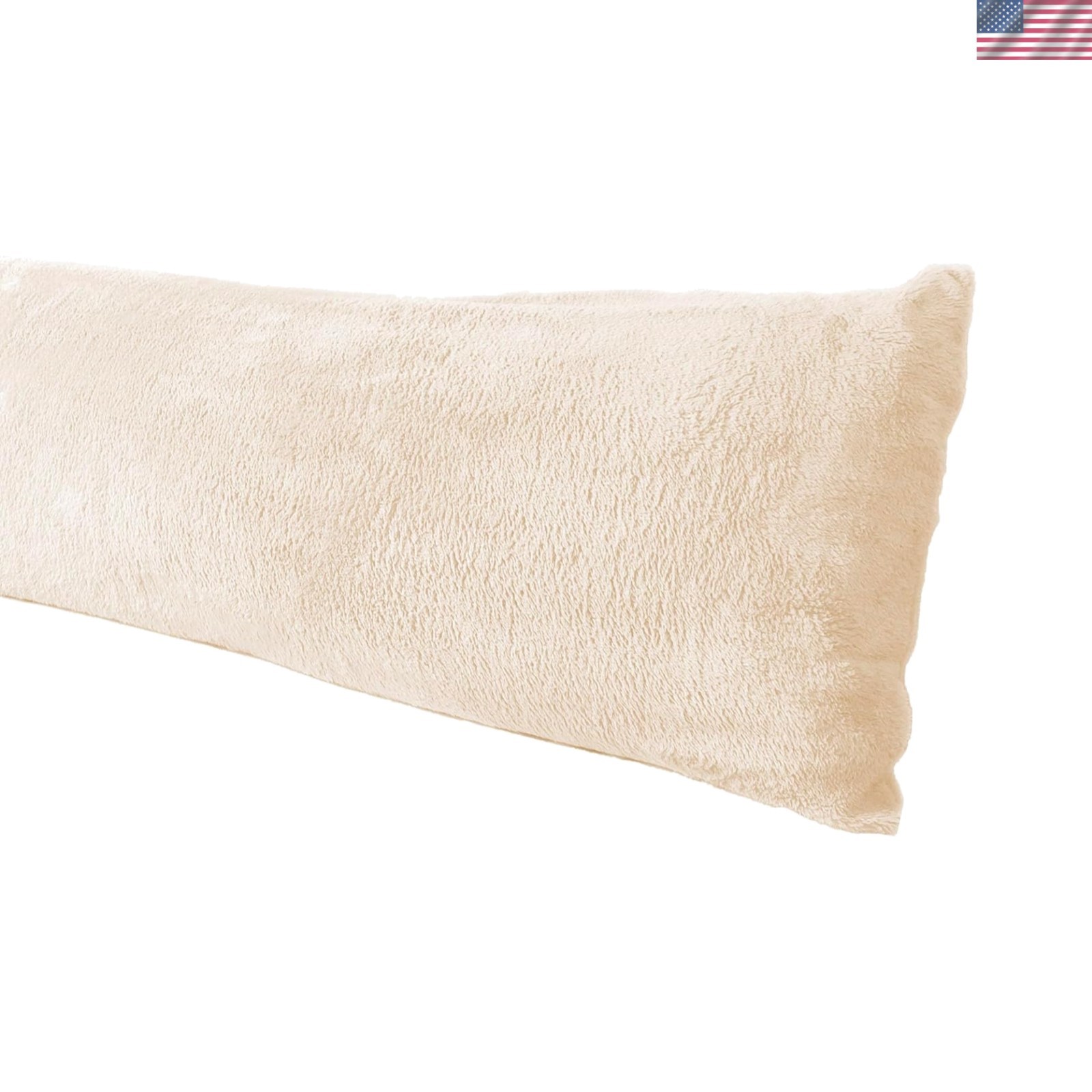 Soft Zippered Body Pillow Cover in Cream, 20x54 Inches, Machine Washable Comfort