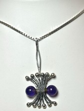 Vintage abstrakte Amethyst Sterlingsilber Halskette Mit Anhänger
