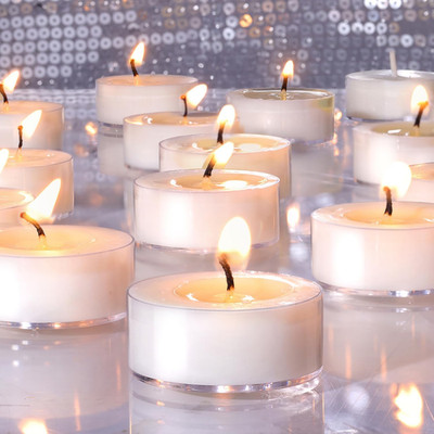DEVI Soy Tea Lights Candles 50 Pack, Unscented White Tealight Candles Bulk-4 Hou