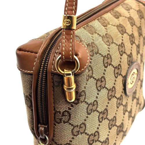 Vintage Gucci Shoulder Bag Purse GG Canvas Brown Authentic - Picture 12 of 22