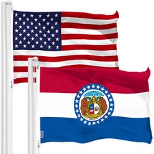 NEW G128 Missouri Flag and USA Flag Set 3x5 FT, Printed 150D Polyester
