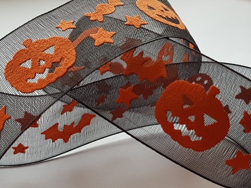 1M HALLOWEEN PUMPKIN TRICK OR TREAT BOO GHOST WITCH RIBBON TRIMMING 25MM 1" - Picture 3 of 16