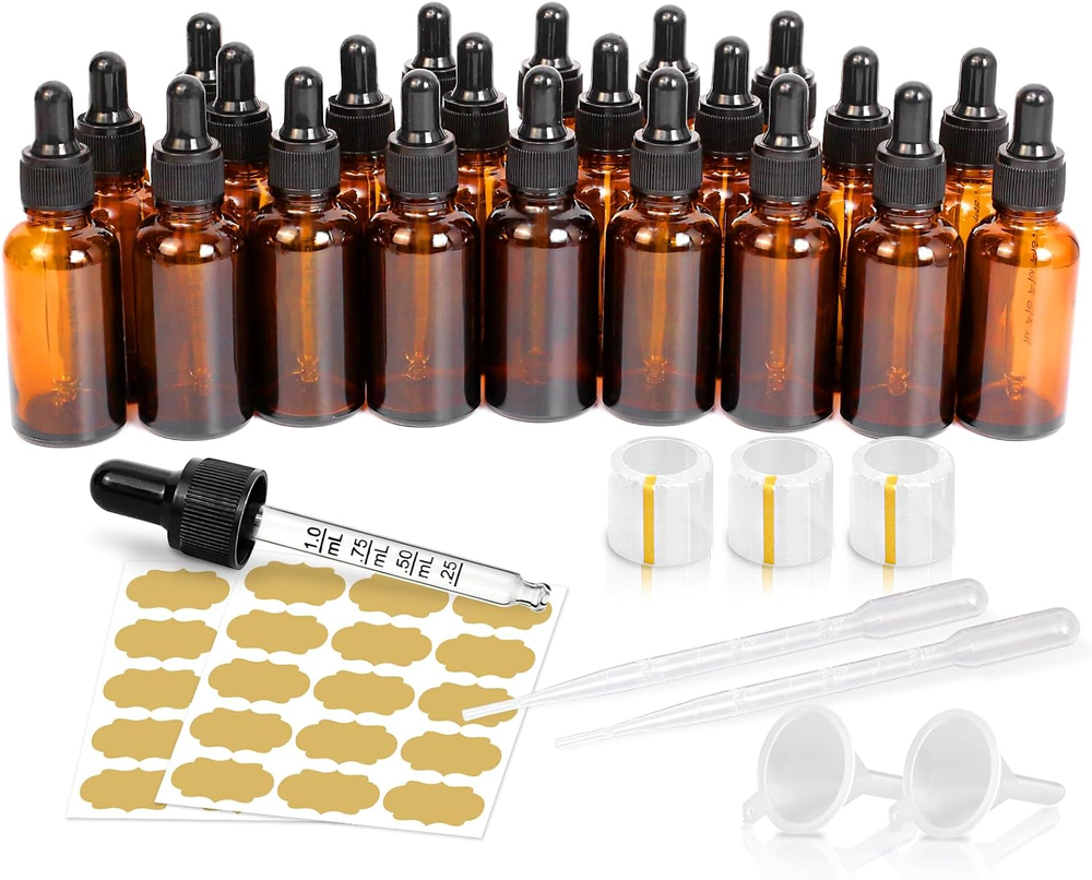 1 Oz Amber Glass Dropper Bottles 22 Pack 1Oz Tincture Bottle with Measured Eye