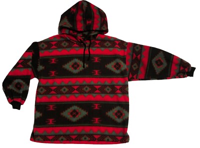 Bugle Boy Hooded Fleece Sweatshirt Size Medium Pullover Aztec Unisex