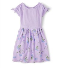 Children's Place Purple Floral Fit and Flare Dress size L 10-12 NWT 33