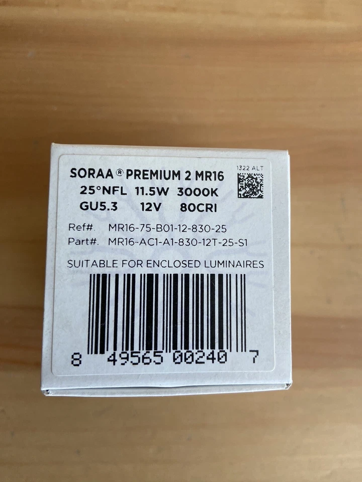 LED - SORAA PREMIUM 2 MR16-75-B01-12-830-25 3000K GU 5.3 11.5 W Lamp Light Bulb - Image 2 of 3
