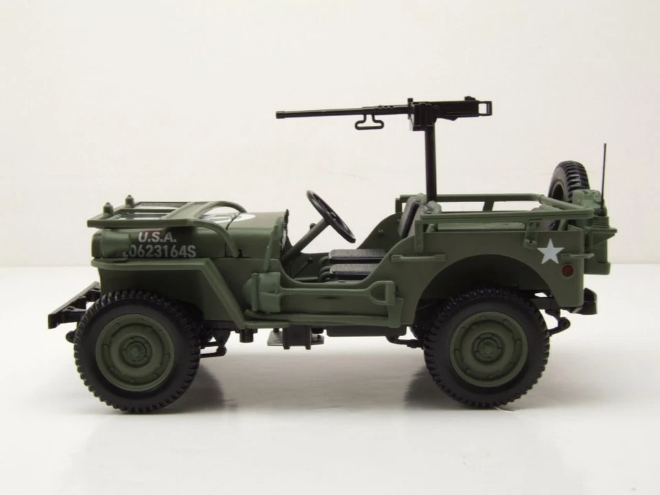 Willys Jeep Esercito Militare D-Day 1944 Verde Modellino 1:18 Norev - Immagine 3 di 4