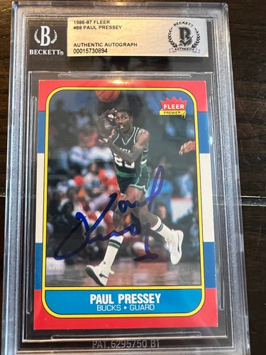 1986-87 Fleer #88 PAUL PRESSEY Card AUTO Autograph Rookie Card RC BGS slabbed - Picture 2 of 2
