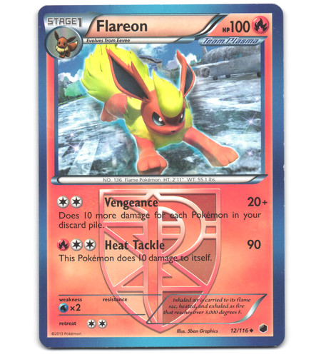 Pokemon 2013 Moderate Play Flareon 12/116 Plasma Freeze Karte