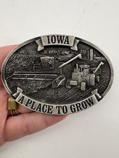 1980 Bergamot Brass Works Iowa A Place to Grow Agricultural Themed Belt Buckle