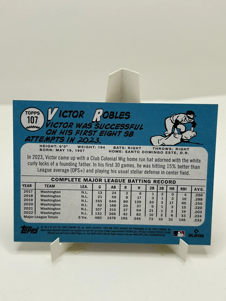 2023 Topps Archives Victor Robles #107 BASEBALL Washington Nationals - Image 2 of 2