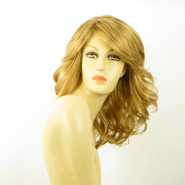 Perruque haut de gamme mi-longue blond doré MAELYS 24B reflets naturels