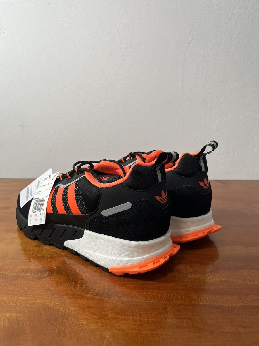A★A あこ。 Adidas ZX 1K Boost Men's Shoes Core Black-Solar Orange