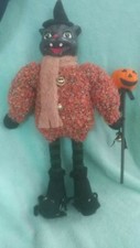 Black Cat Halloween Decoration With Sweater 14"