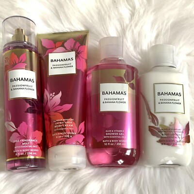 Bath & Body Works Bahamas Passionfruit & Banana Flower Bundle Of 4 Brand New