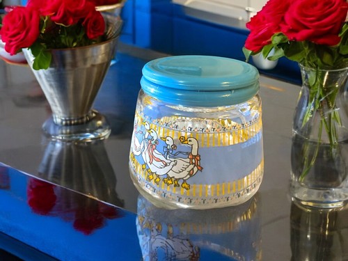 1 Geese Jars Glass Country Kitchen Blue Ribbons Storage Decanters Grannycore - Picture 7 of 7