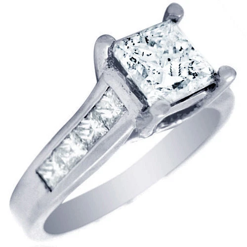 4.00 Carat Princess Cut Diamond Engagement Ring 18k Gold GIA Certified Foto 2 de 4