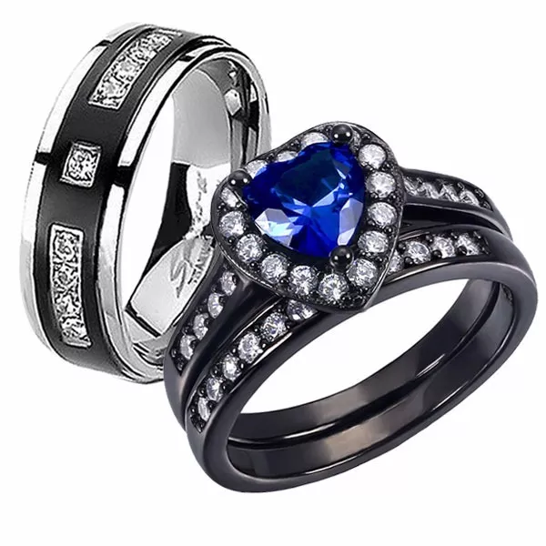 Tungsten carbide ring with shop blue sapphire
