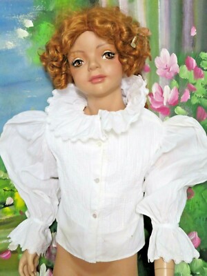 Antique Victorian Child Large Doll Top blouse Pin Tucks full sleeves Embrpidery