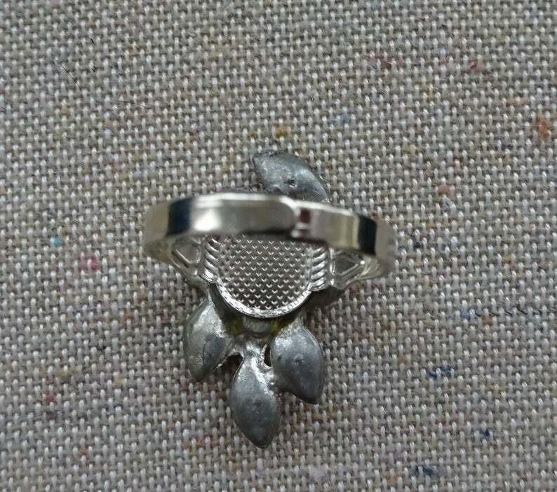Vintage Rhinestone Pot Metal Garland Ring - Upcycled Rhinestone Pot Metal Ring View 6